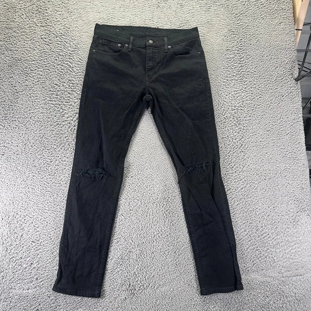 Levi's 511 Jeans Mens 32x32 Black Cotton Denim Straight Leg Distressed Stretch